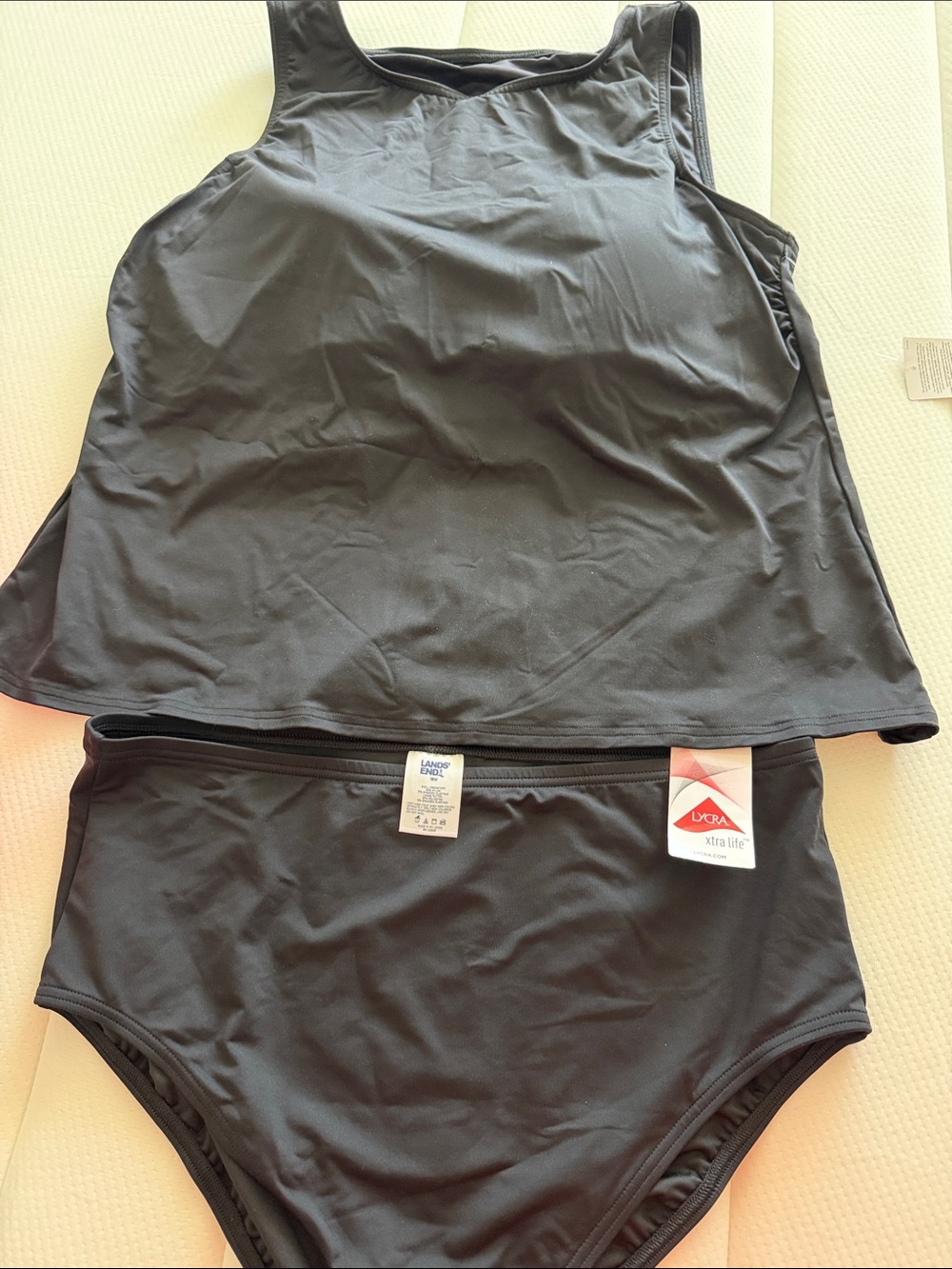 Lands' End Black Two-Piece Tankini Swim Set Size 18W NWT